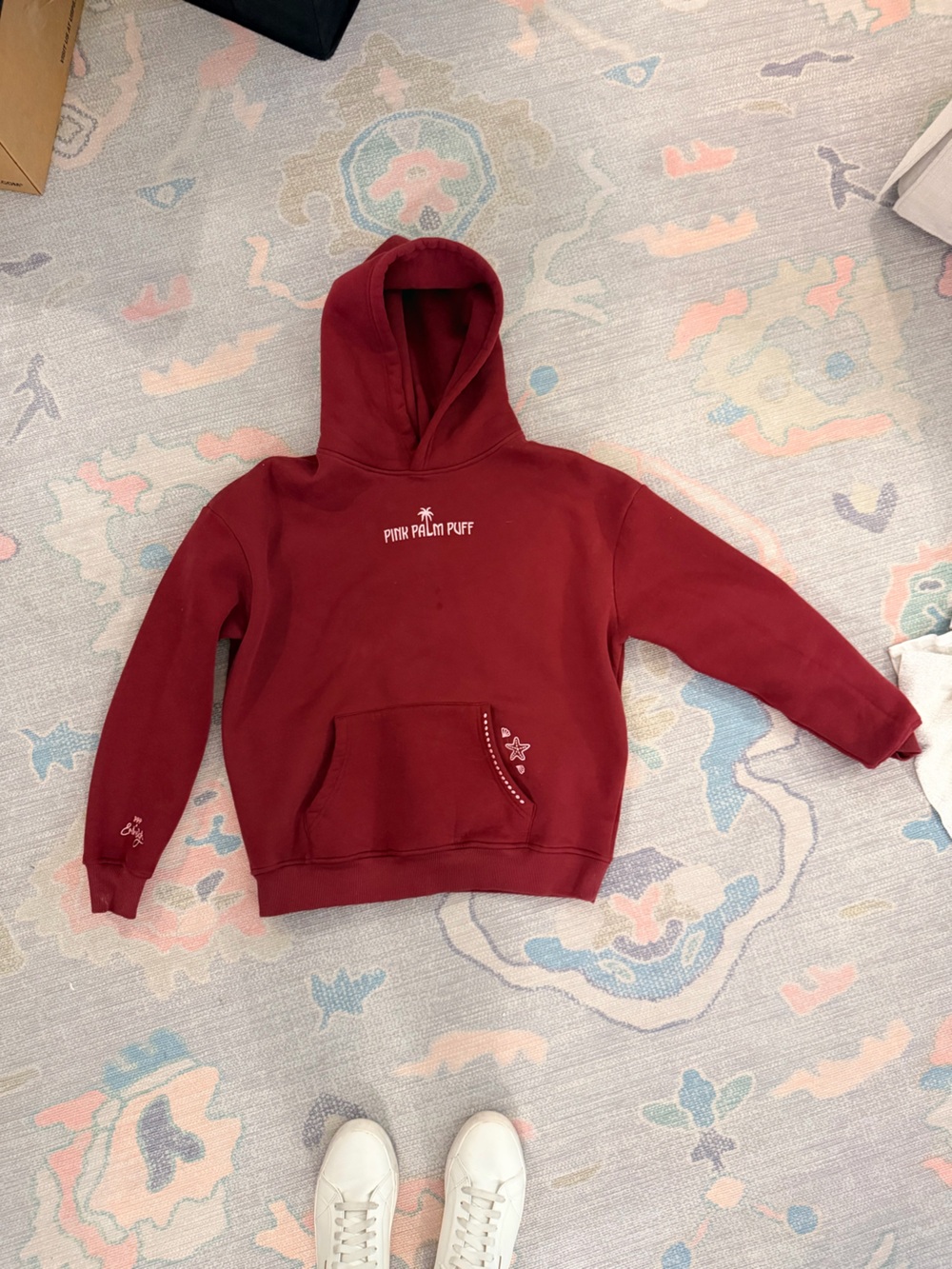 Pink Palm Puff Maroon Hoodie LIMITED EDITION